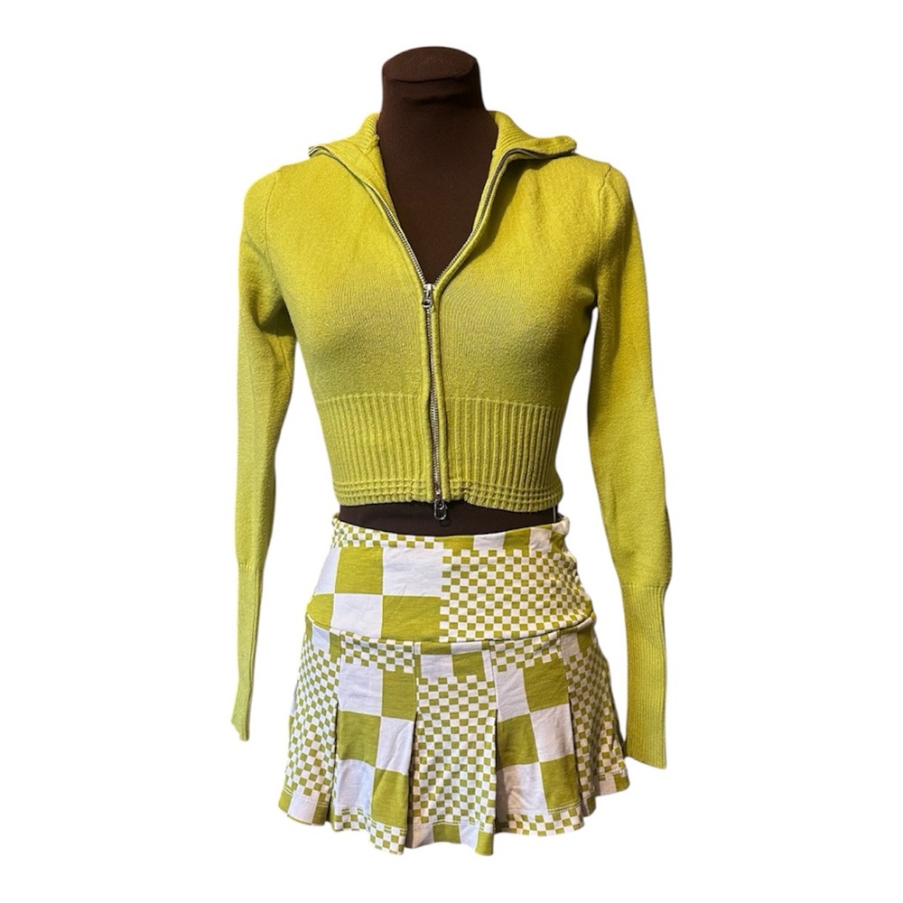 Urban Outfitters Yellow Checkered Mini Skirt 2 piece